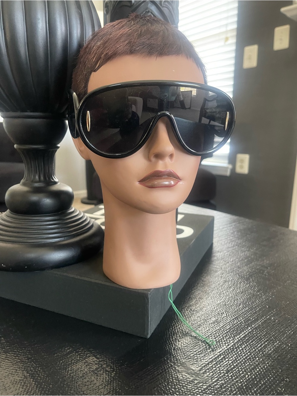 Oversized Black Shield Sunglasses